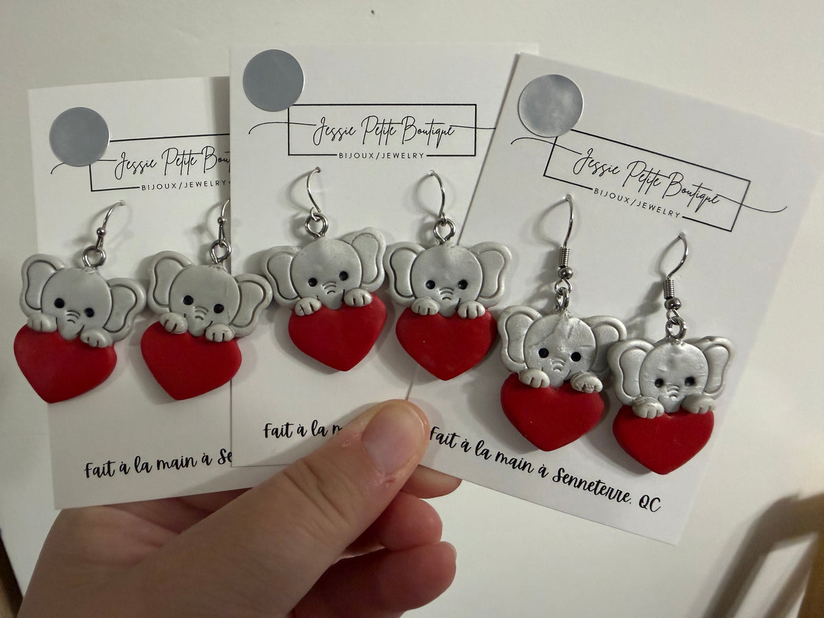 Elephant & Heart Earrings