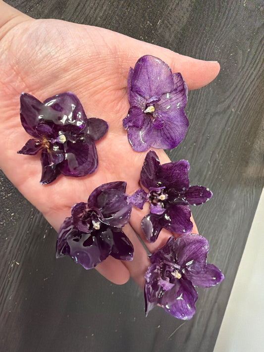 Purple Orchid Flower hair clip