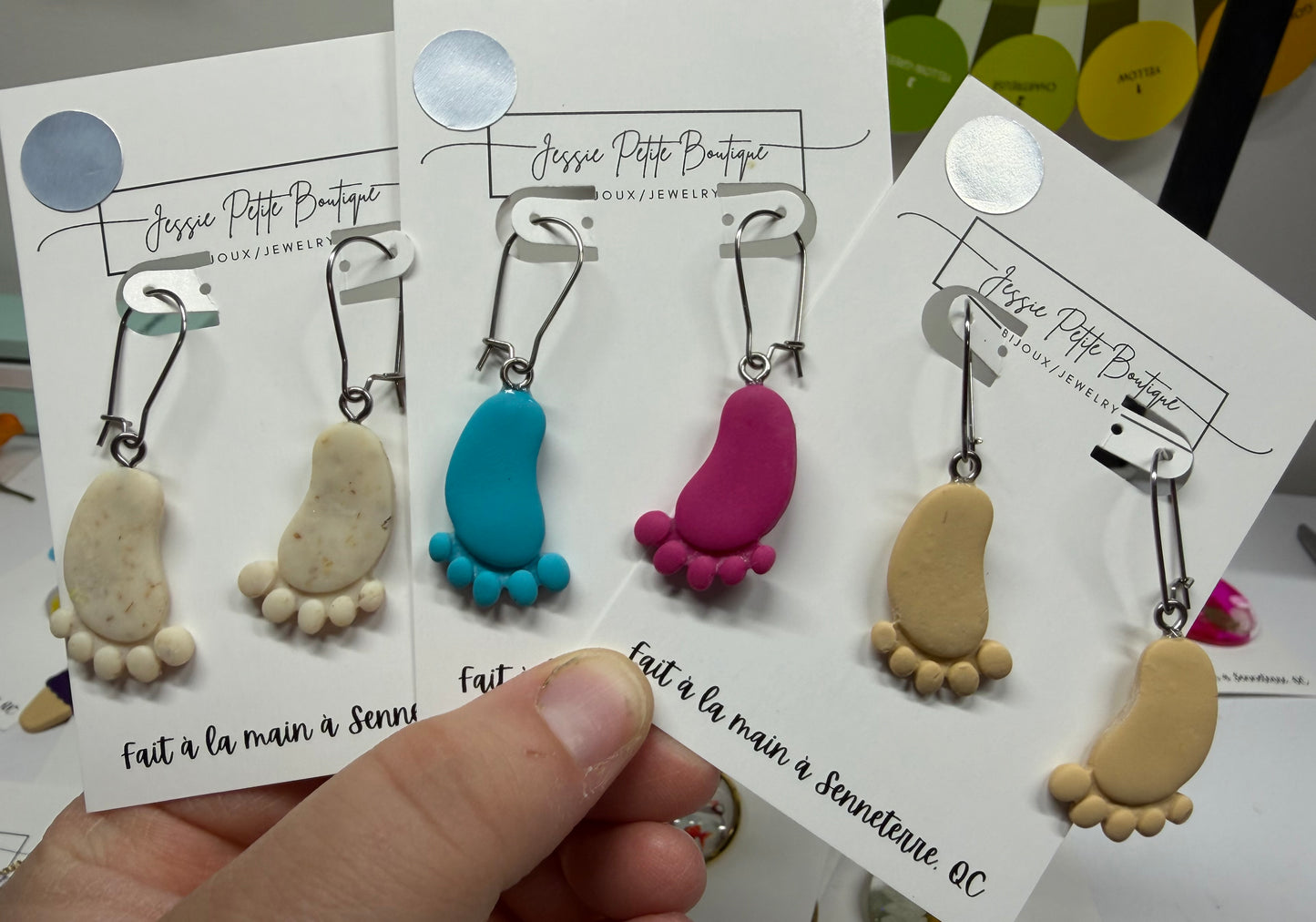 Footprint Polymer Clay Earrings