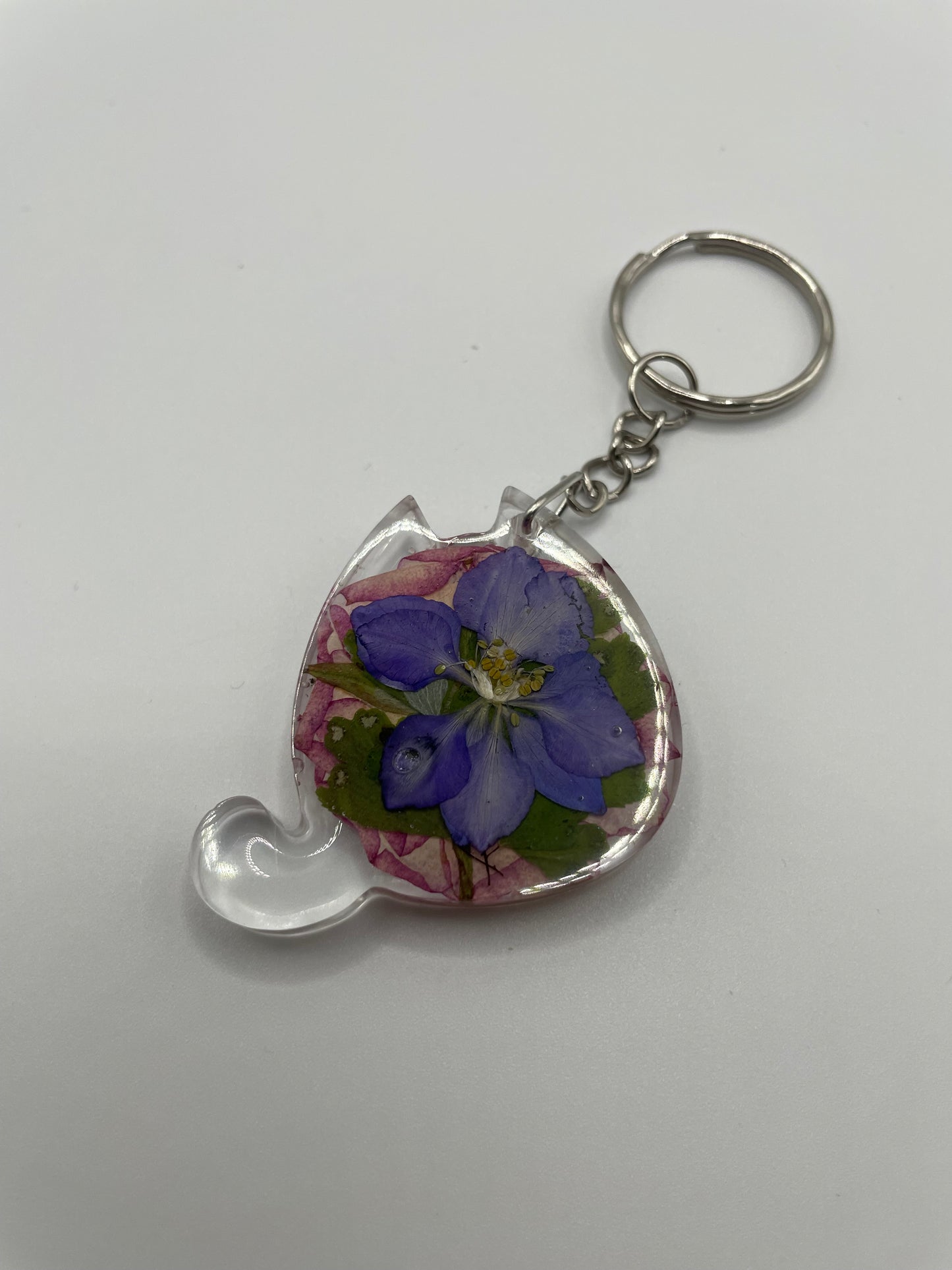 Dried Flower Cat Keychain