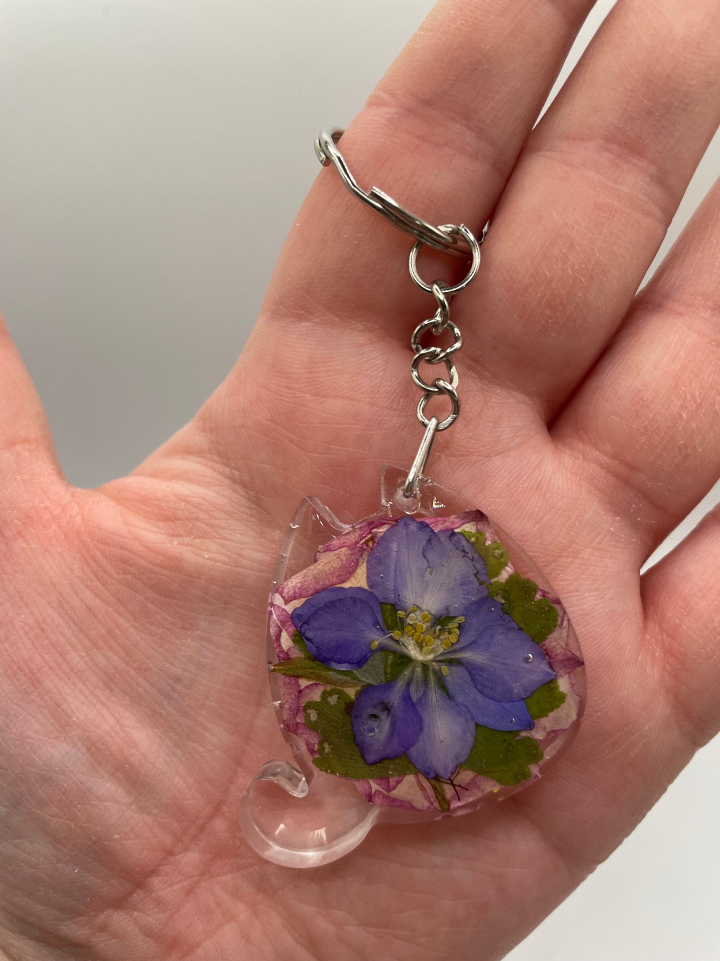 Dried Flower Cat Keychain
