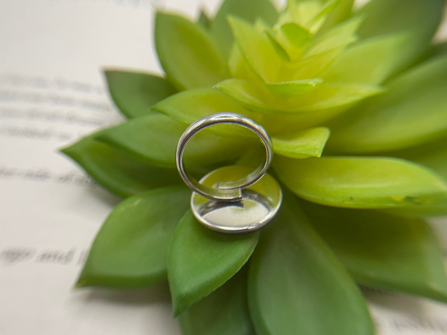 Floral on Black Resin Ring – Stainless Steel (Adjustable)