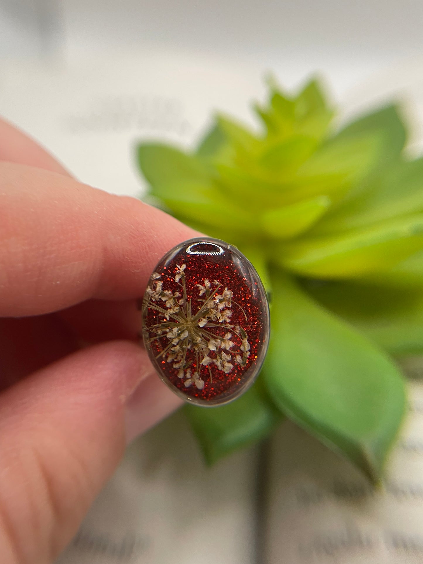 Oval Floral Rings – Silver Stainless Steel (Adjustable)