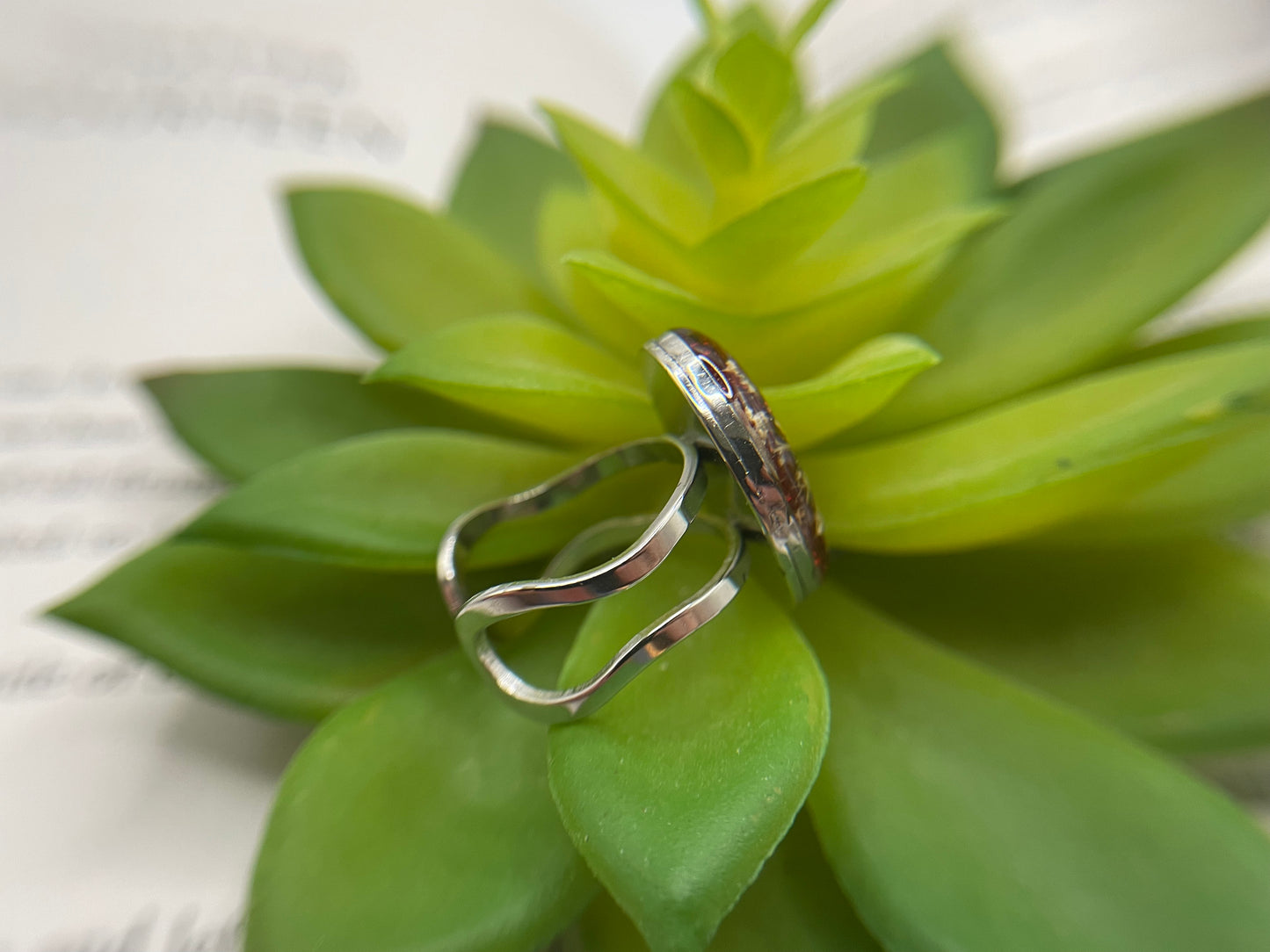 Oval Floral Rings – Silver Stainless Steel (Adjustable)