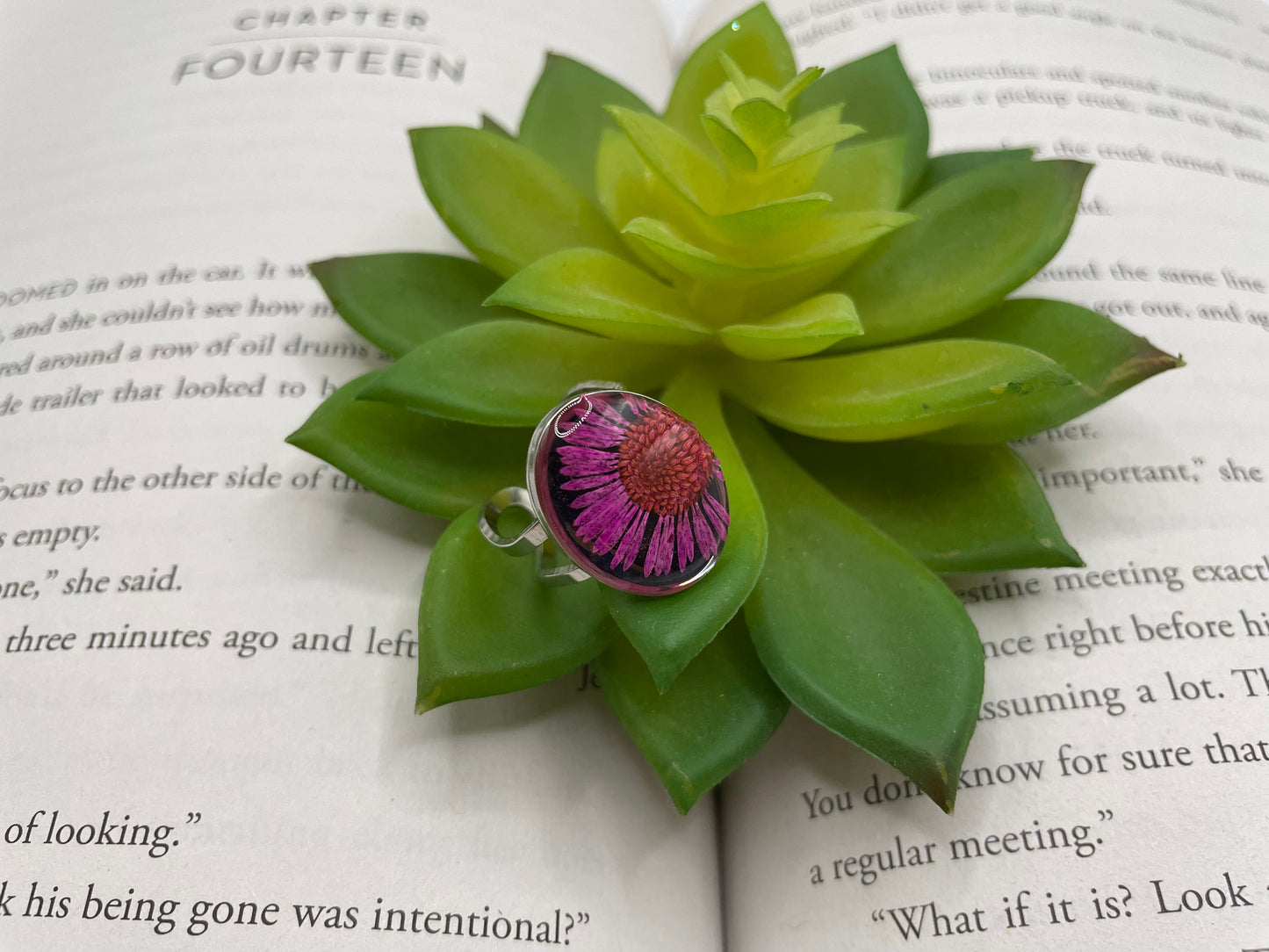 Oval Floral Rings – Silver Stainless Steel (Adjustable)