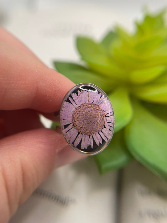 Oval Floral Rings – Silver Stainless Steel (Adjustable)