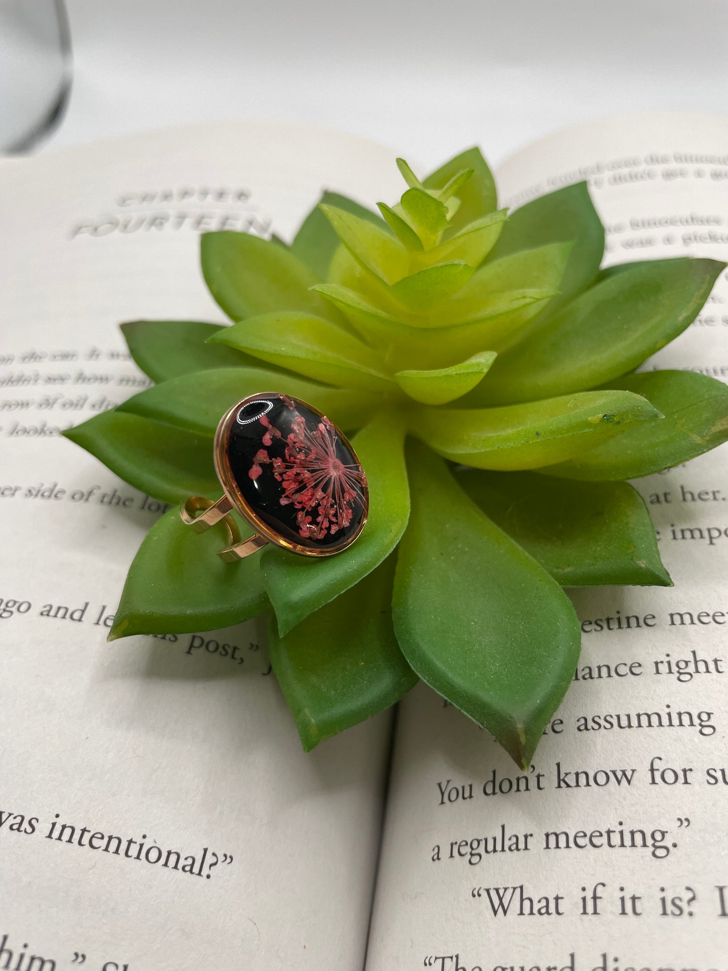 Oval Floral & Shell Rings – Gold Stainless Steel (Adjustable)