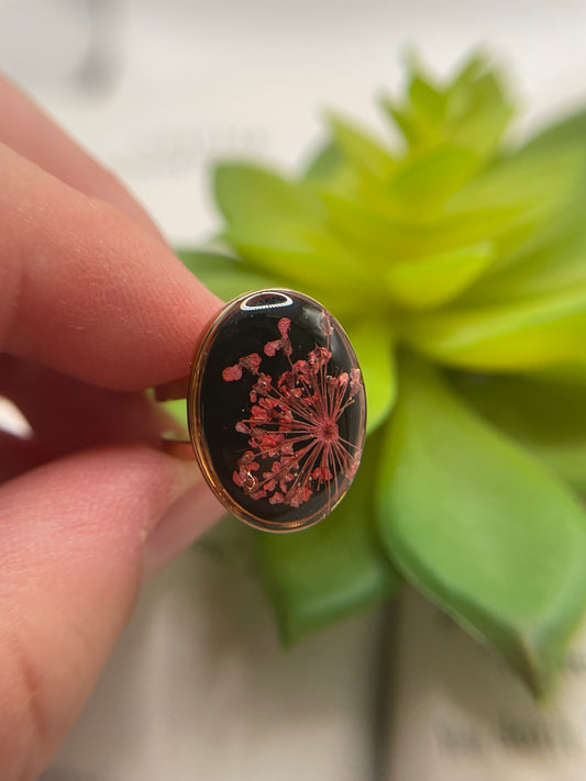 Oval Floral & Shell Rings – Gold Stainless Steel (Adjustable)