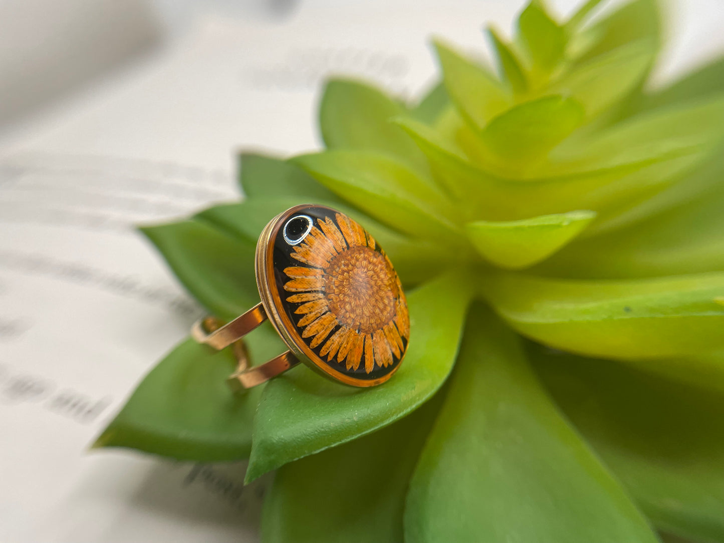 Oval Floral & Shell Rings – Gold Stainless Steel (Adjustable)