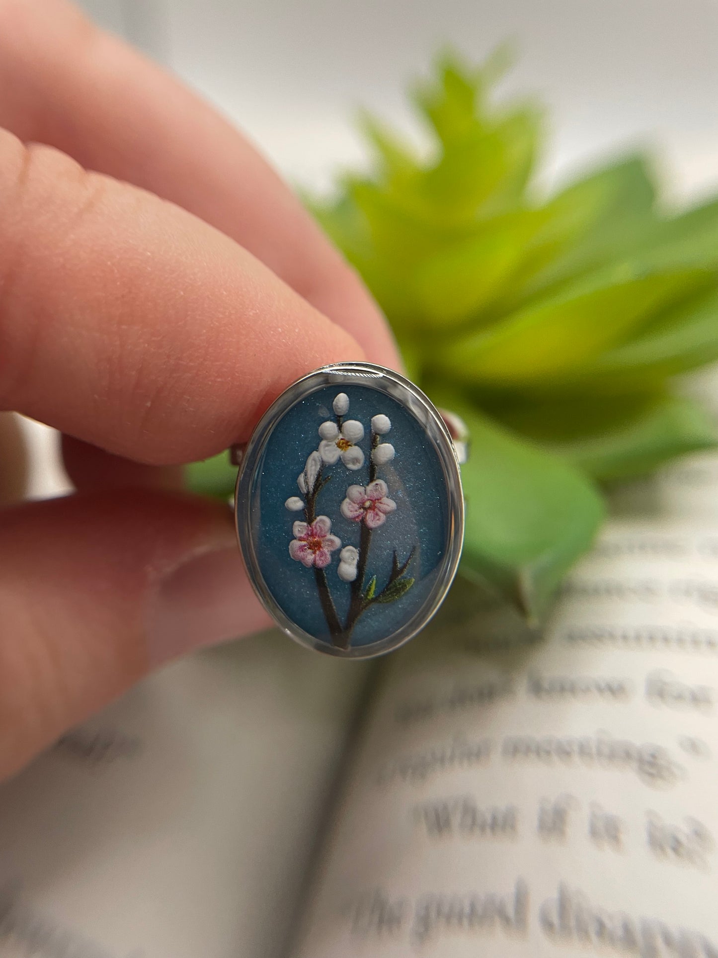 Oval Floral Rings – Silver Stainless Steel (Adjustable)