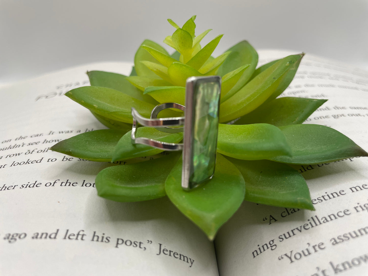 Rectangular Shell Rings – Silver Stainless Steel (Adjustable)