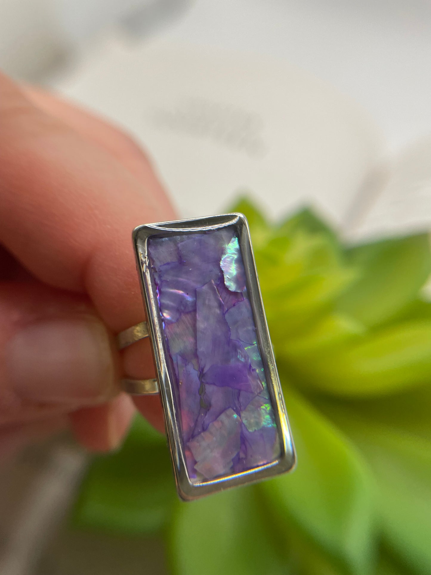 Rectangular Shell Rings – Silver Stainless Steel (Adjustable)