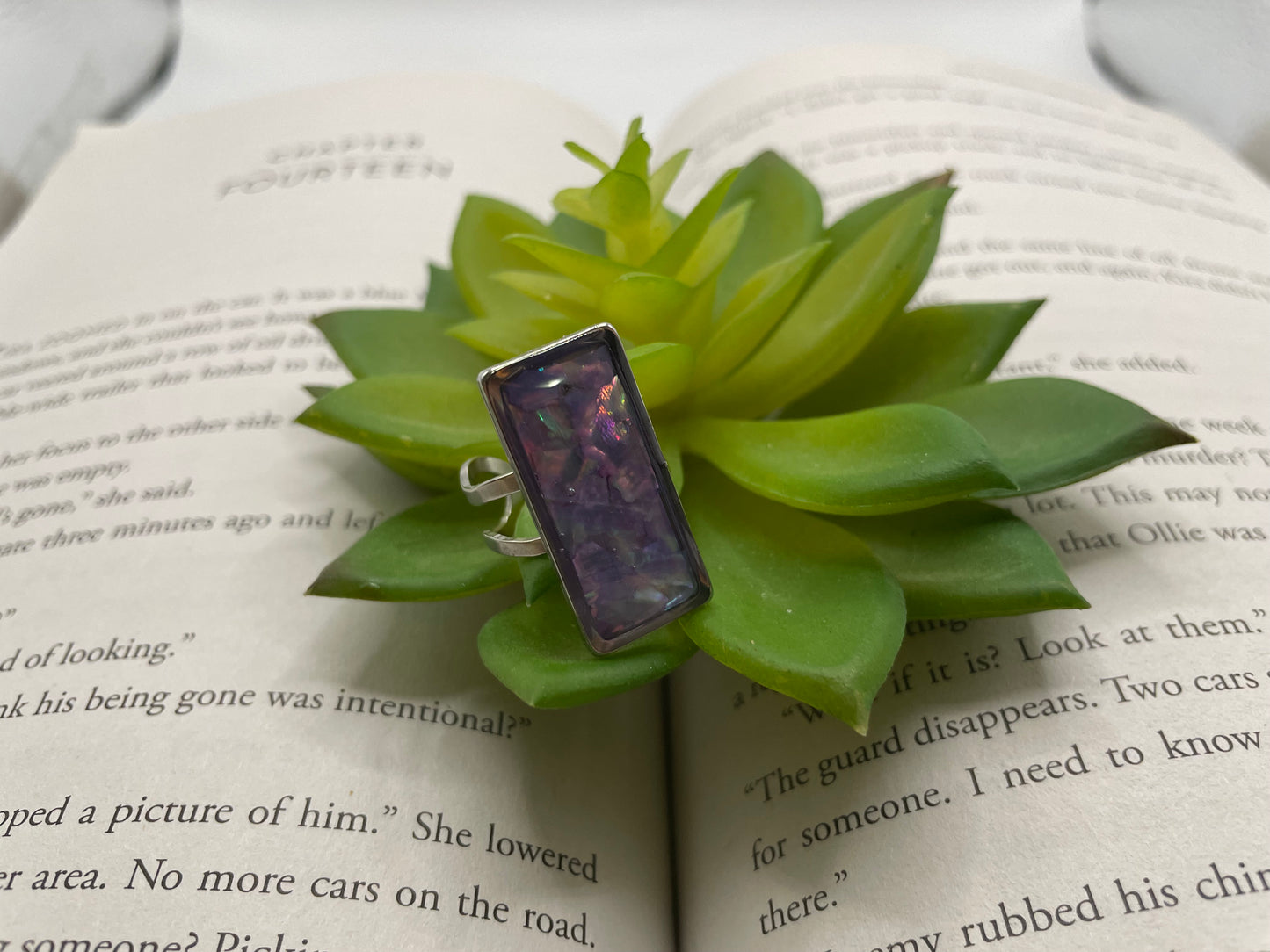 Rectangular Shell Rings – Silver Stainless Steel (Adjustable)