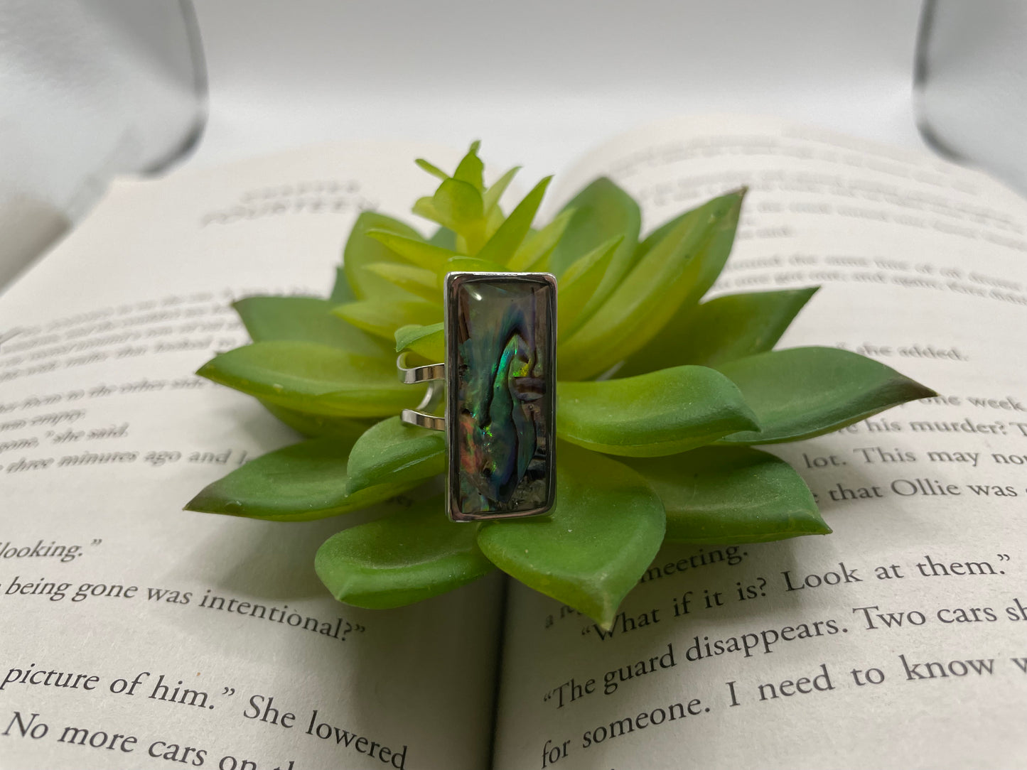 Rectangular Shell Rings – Silver Stainless Steel (Adjustable)