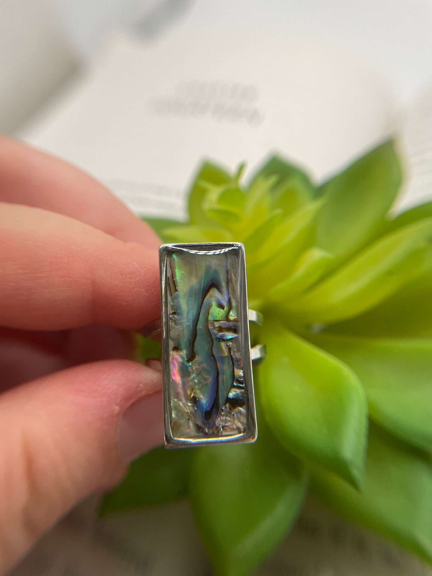 Rectangular Shell Rings – Silver Stainless Steel (Adjustable)