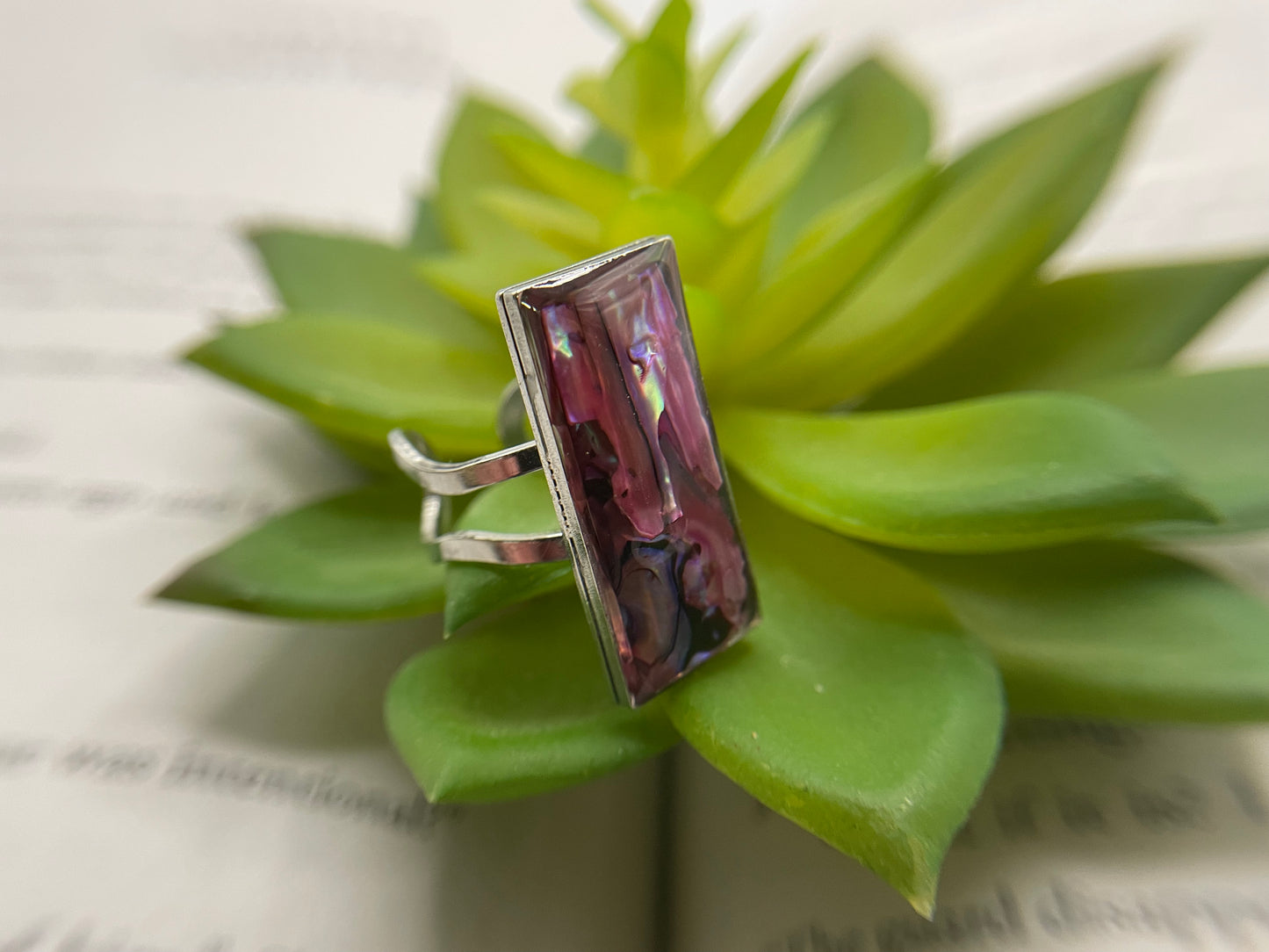 Rectangular Shell Rings – Silver Stainless Steel (Adjustable)