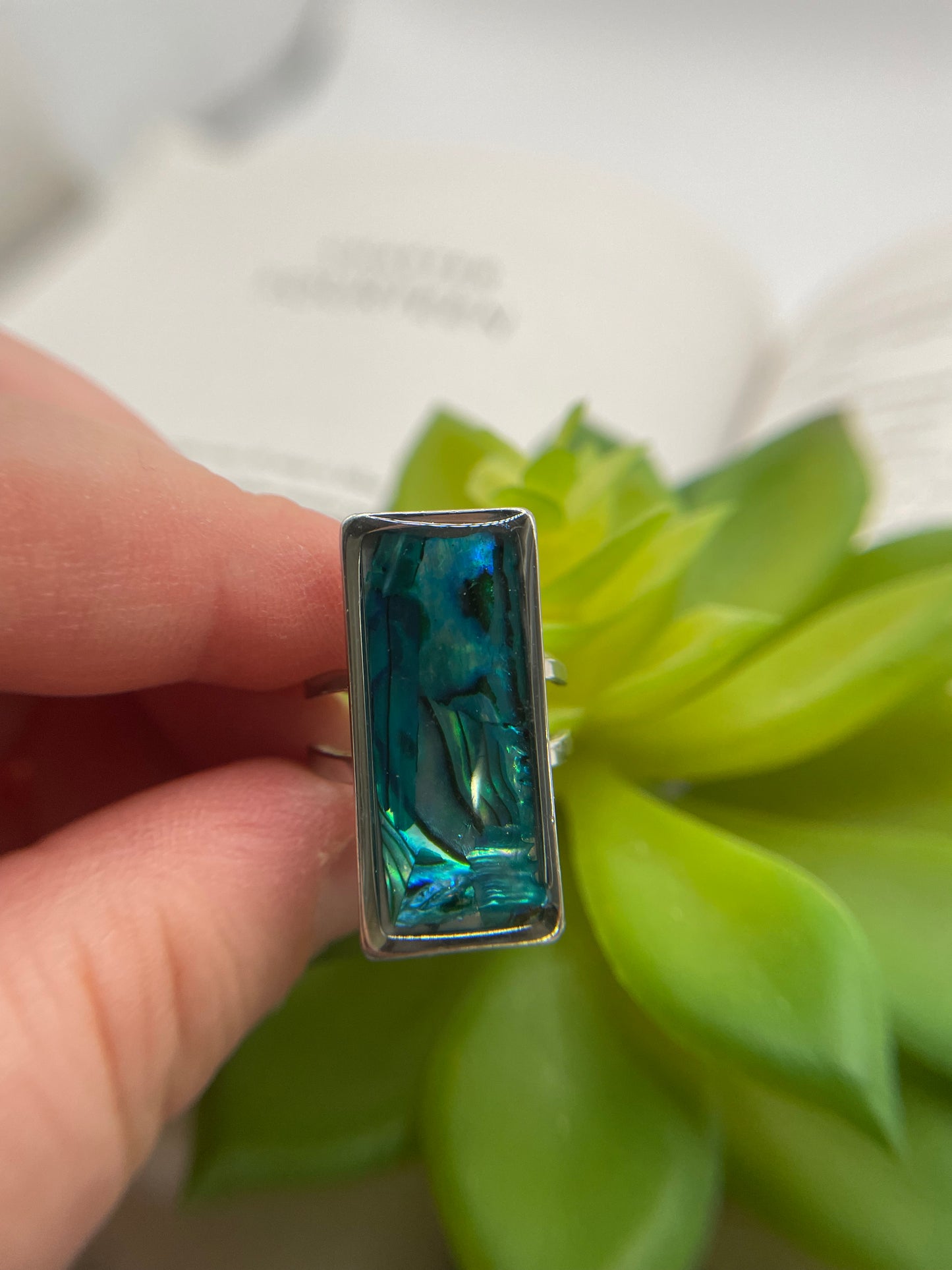Rectangular Shell Rings – Silver Stainless Steel (Adjustable)