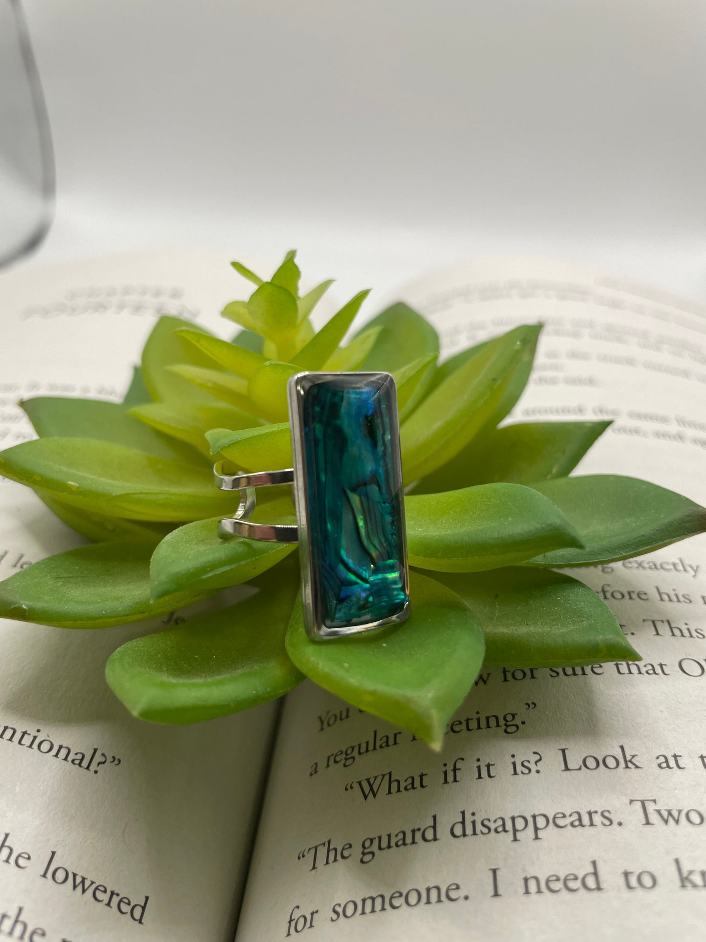 Rectangular Shell Rings – Silver Stainless Steel (Adjustable)
