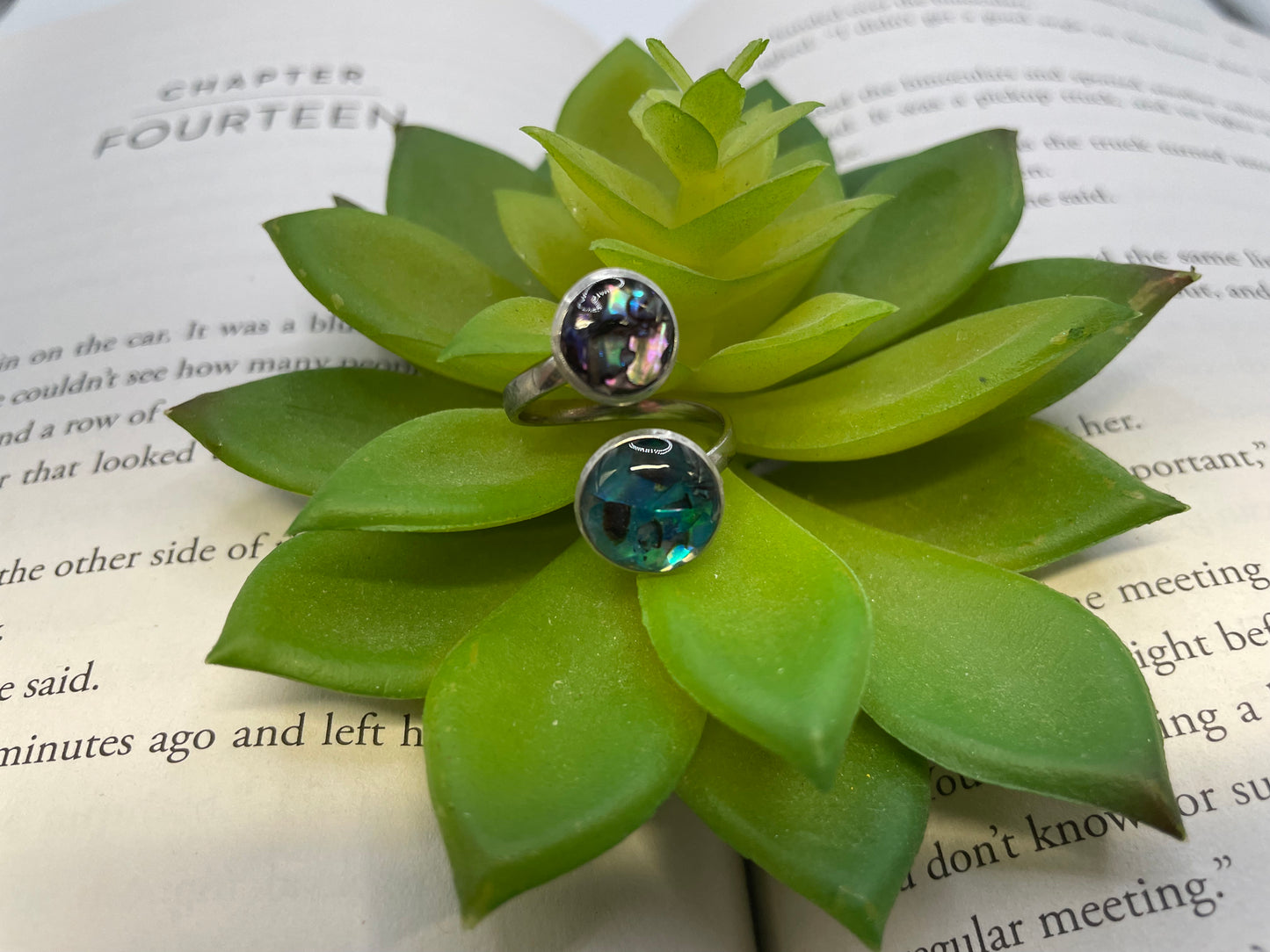 Double Cabochon Ring – Stainless Steel (Adjustable)