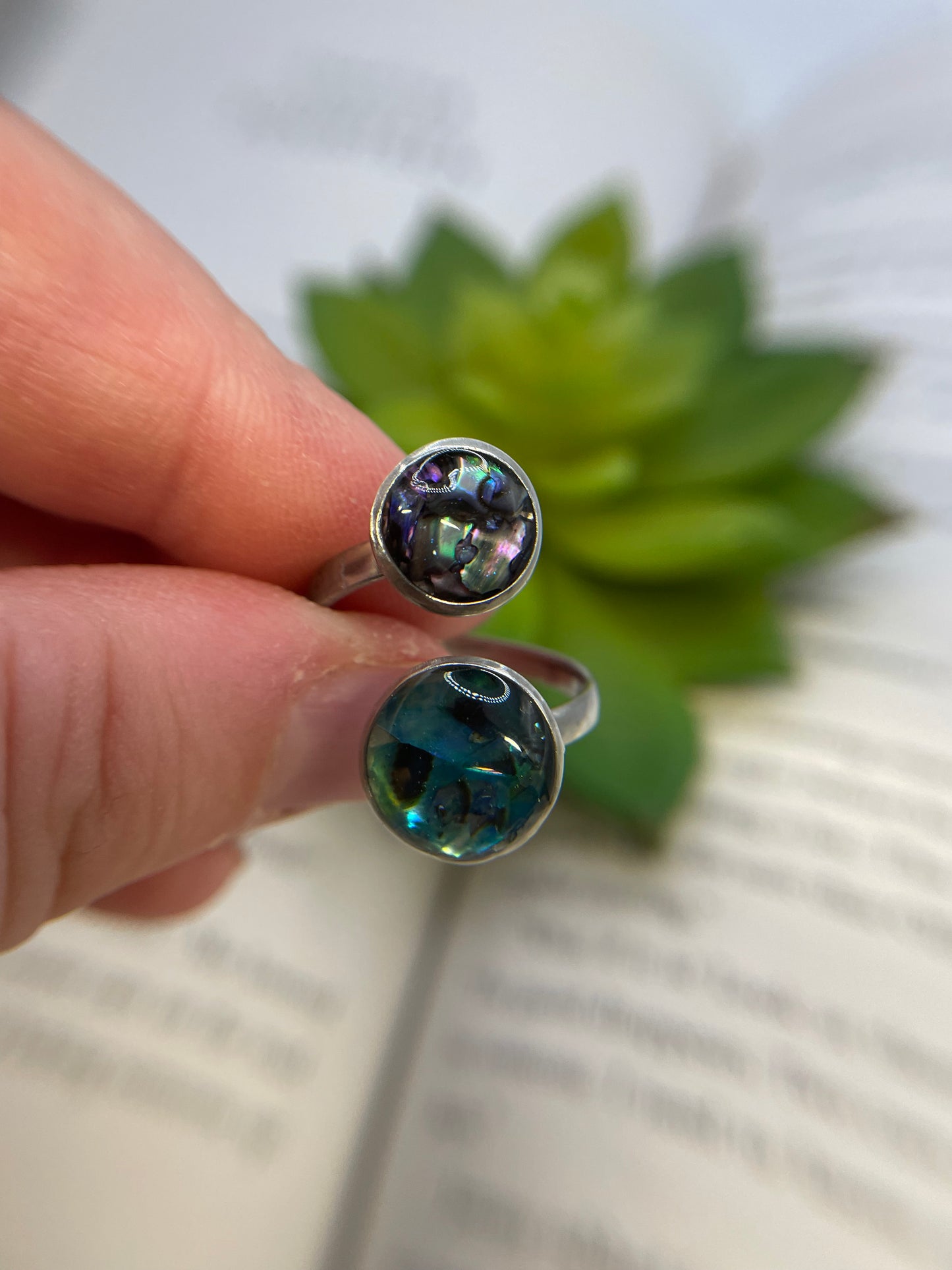 Double Cabochon Ring – Stainless Steel (Adjustable)
