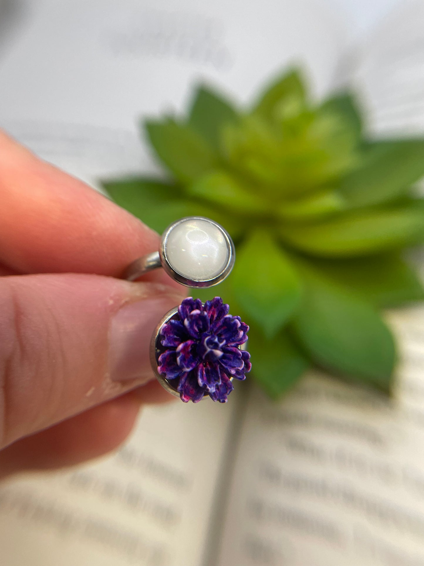 Double Cabochon Ring – Stainless Steel (Adjustable)