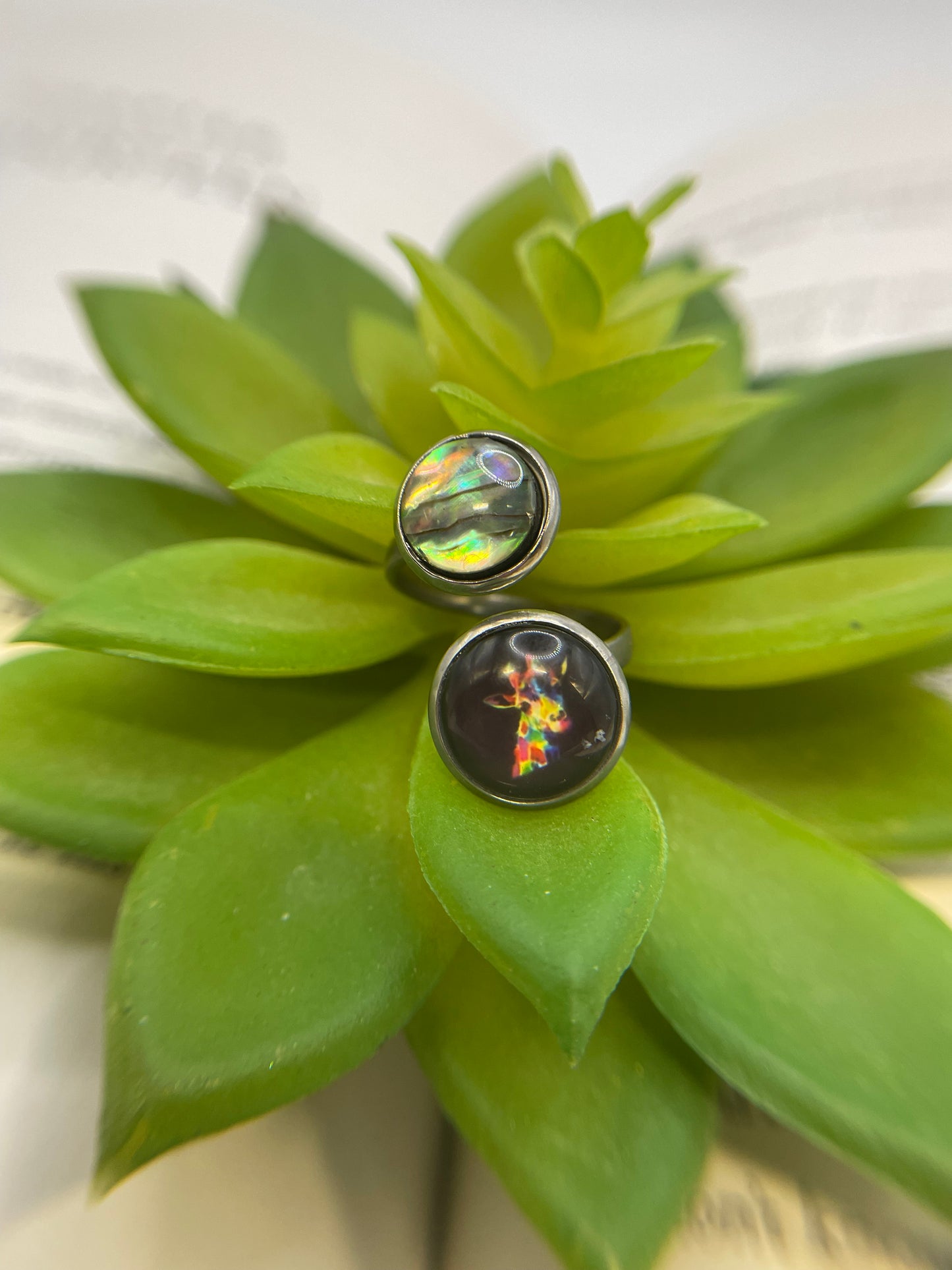 Mood Double Cabochon Ring – Stainless Steel (Adjustable)