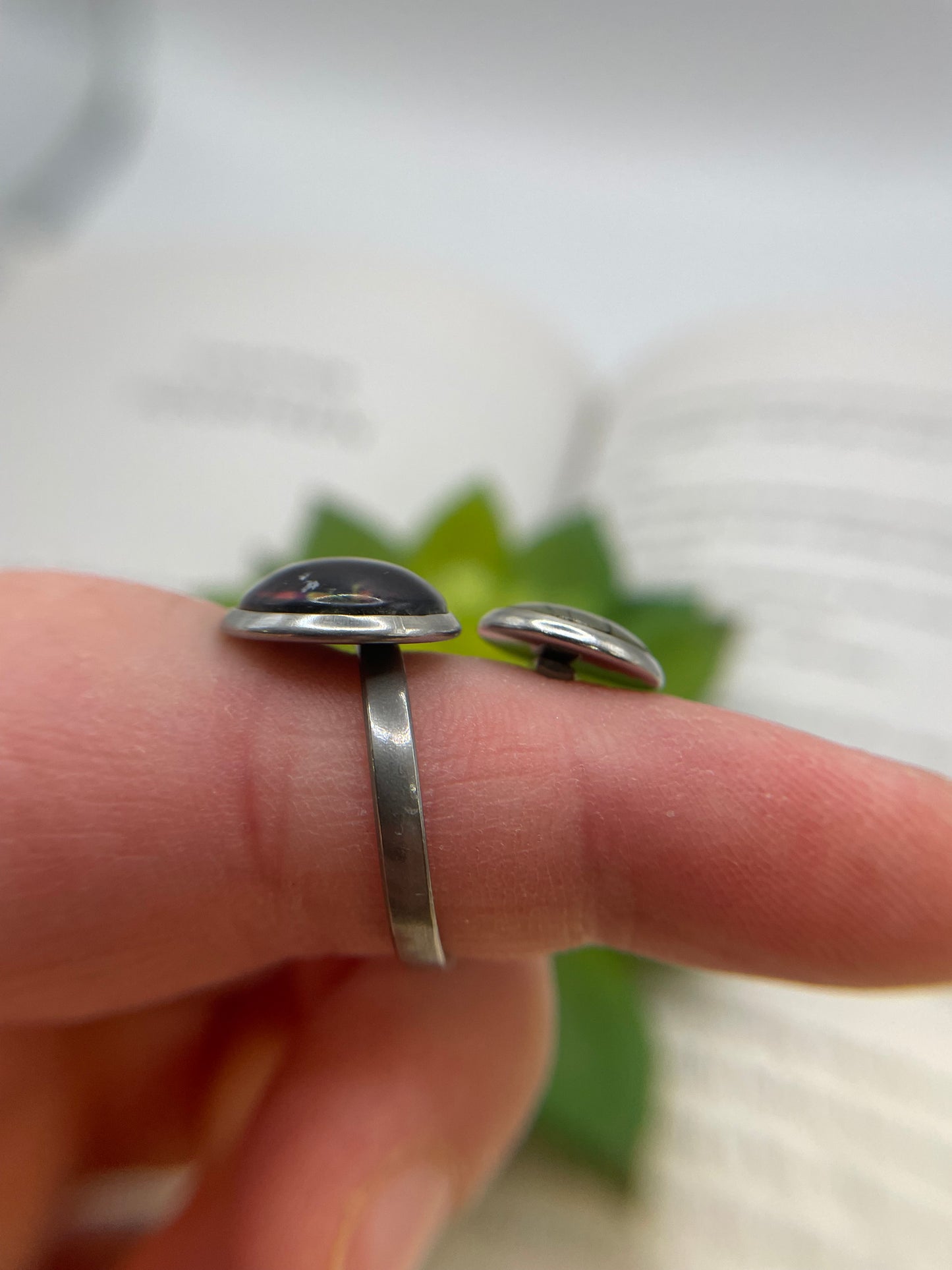 Mood Double Cabochon Ring – Stainless Steel (Adjustable)