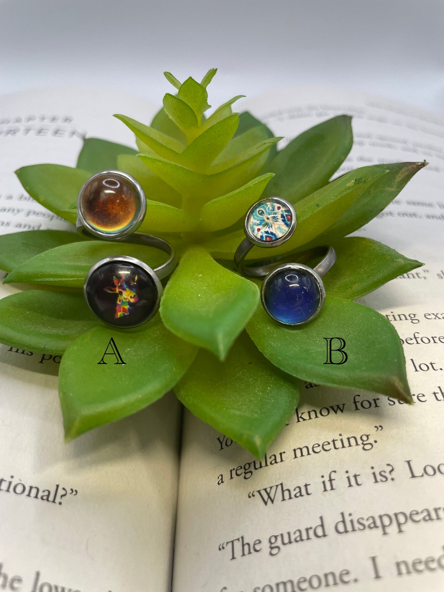 Mood Double Cabochon Ring – Stainless Steel (Adjustable)