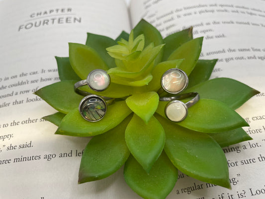 Double Shell Cabochon Ring – Stainless Steel (Adjustable)