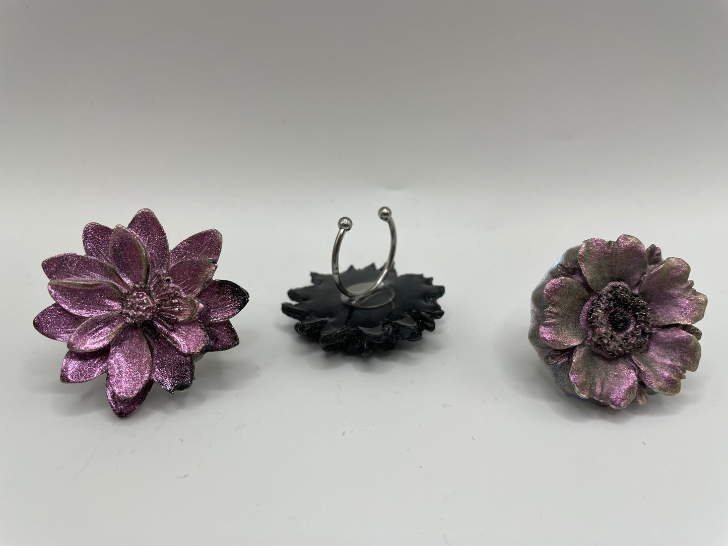 Floral Adjustable Statement Ring -Stainless Steel