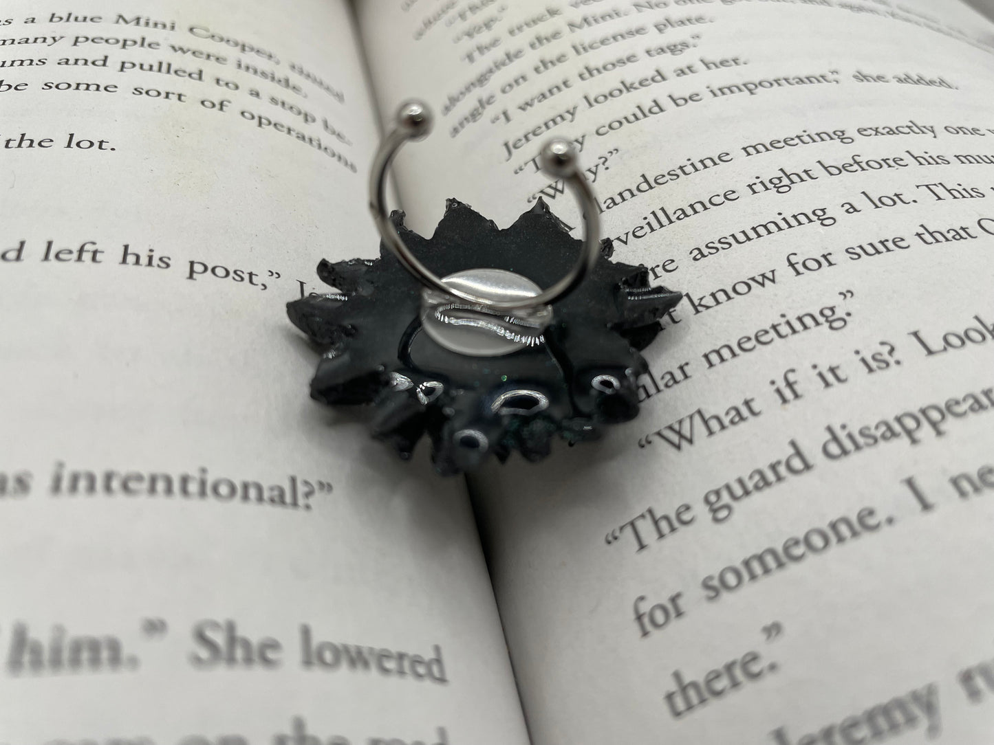Floral Adjustable Statement Ring -Stainless Steel