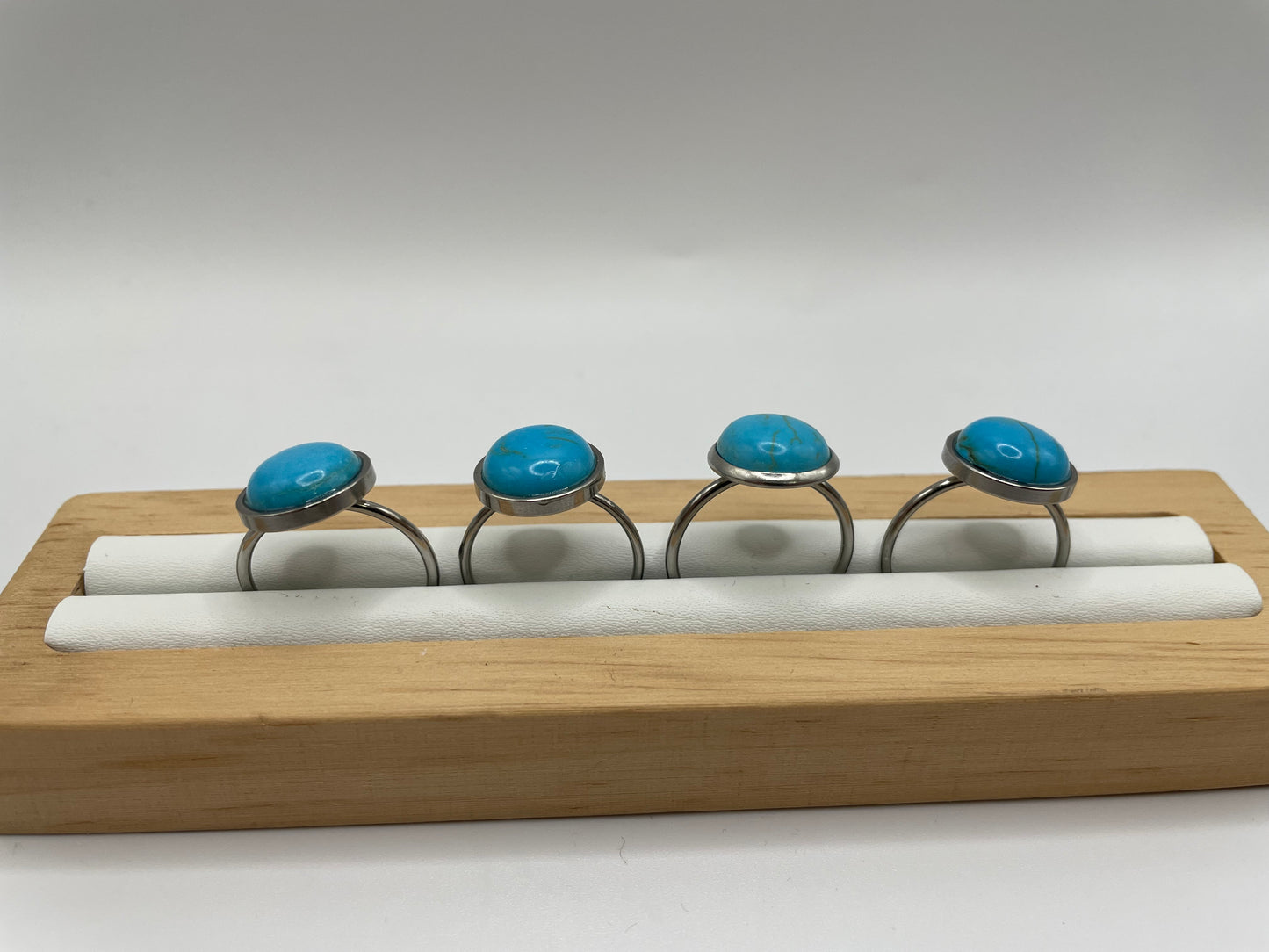 Turquoise Cabochon Ring – Stainless Steel (Adjustable)