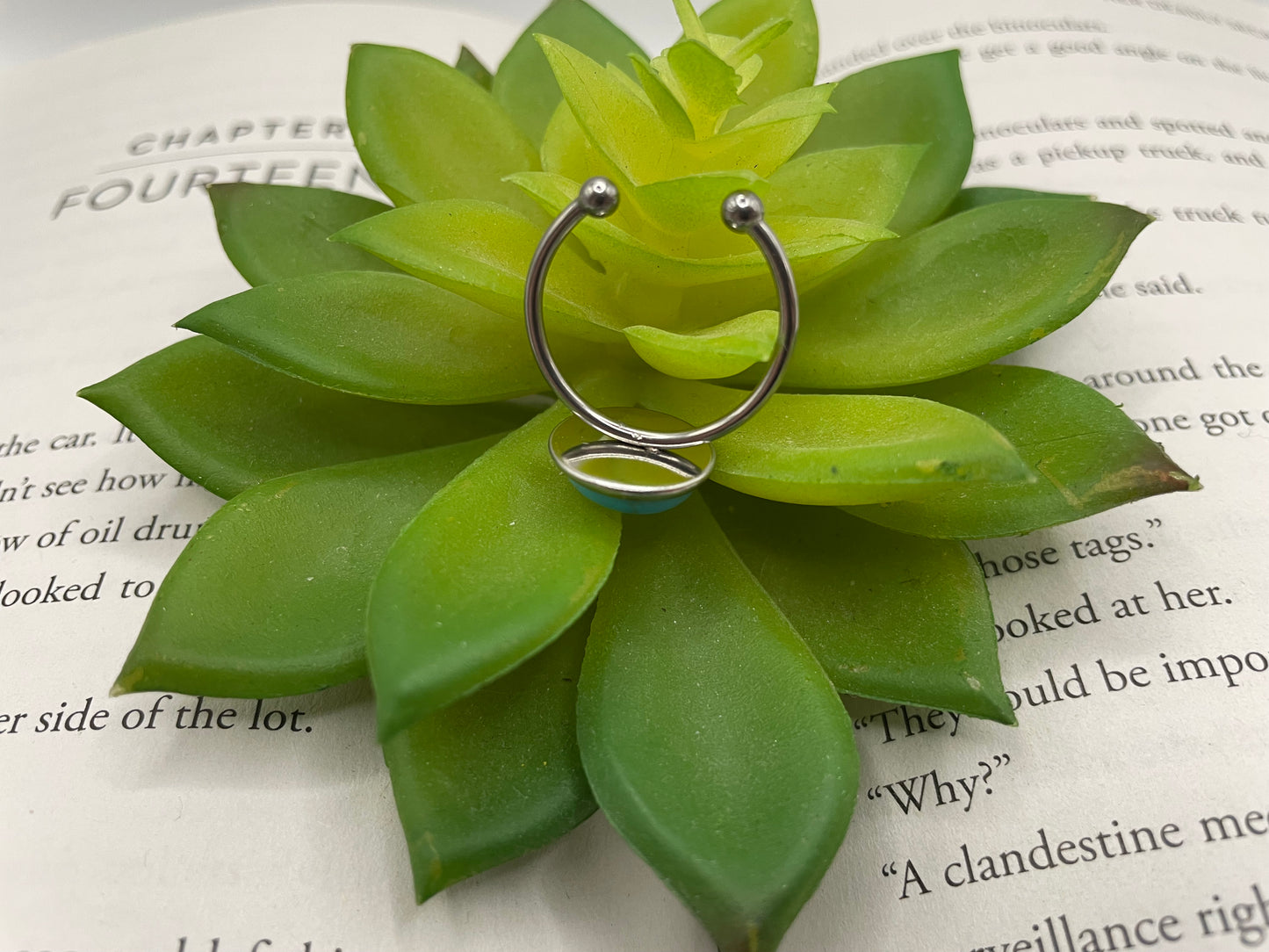 Turquoise Cabochon Ring – Stainless Steel (Adjustable)