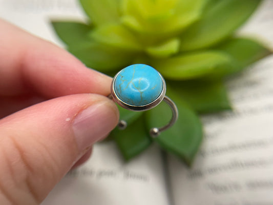Turquoise Cabochon Ring – Stainless Steel (Adjustable)