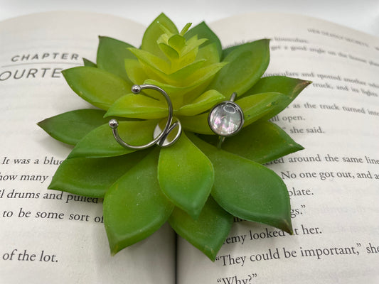 Shell Cabochon Ring – Silver Stainless Steel (Adjustable)