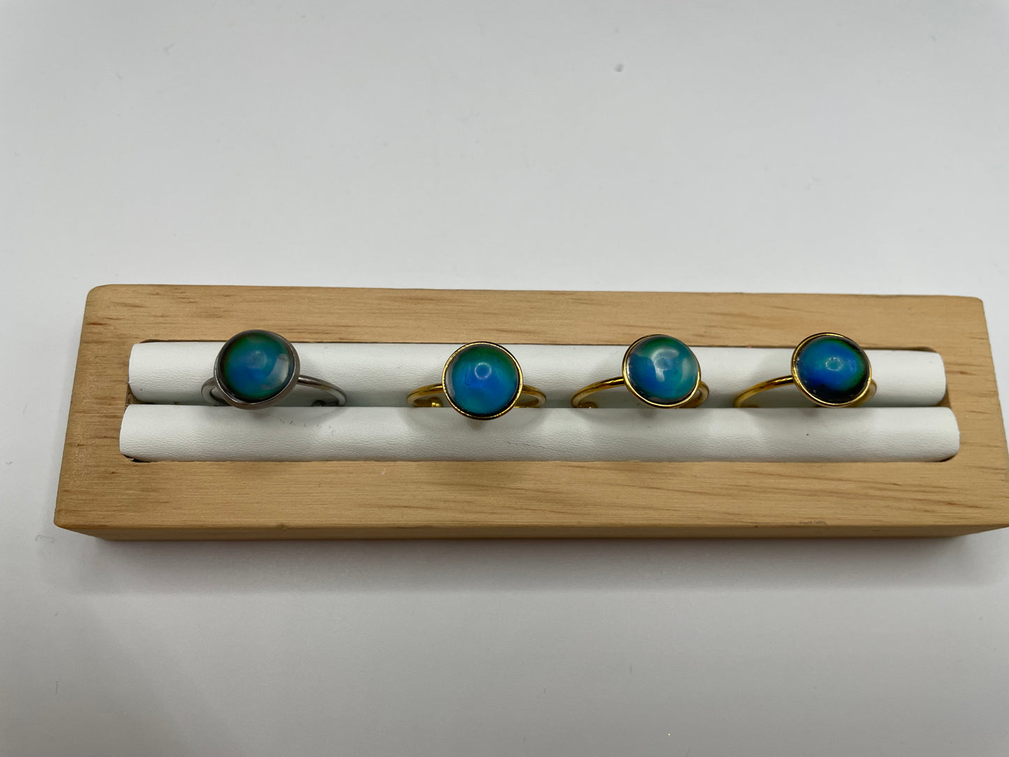 Bague cabochon d’humeur – acier inoxydable (ajustable)