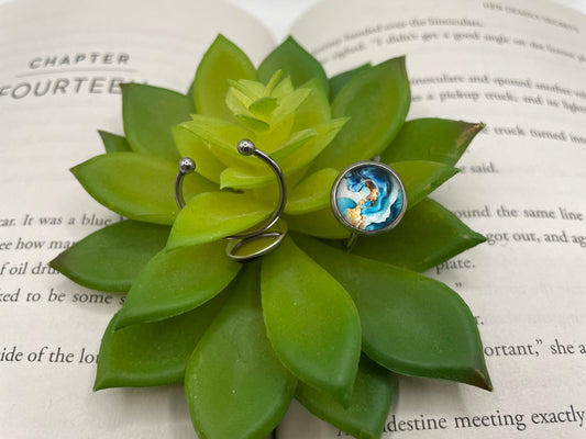 Adjustable Abstract Cabochon Silver Rings – Stainless Steel