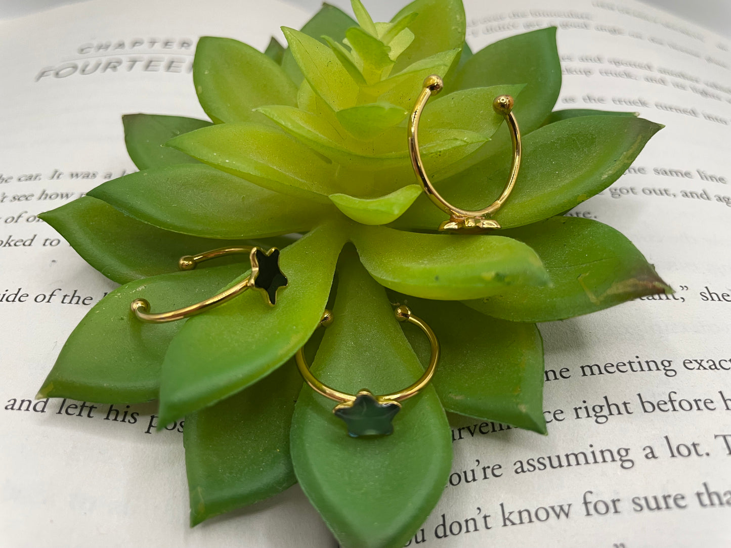 Adjustable Gold Star Stainless Steel Ring