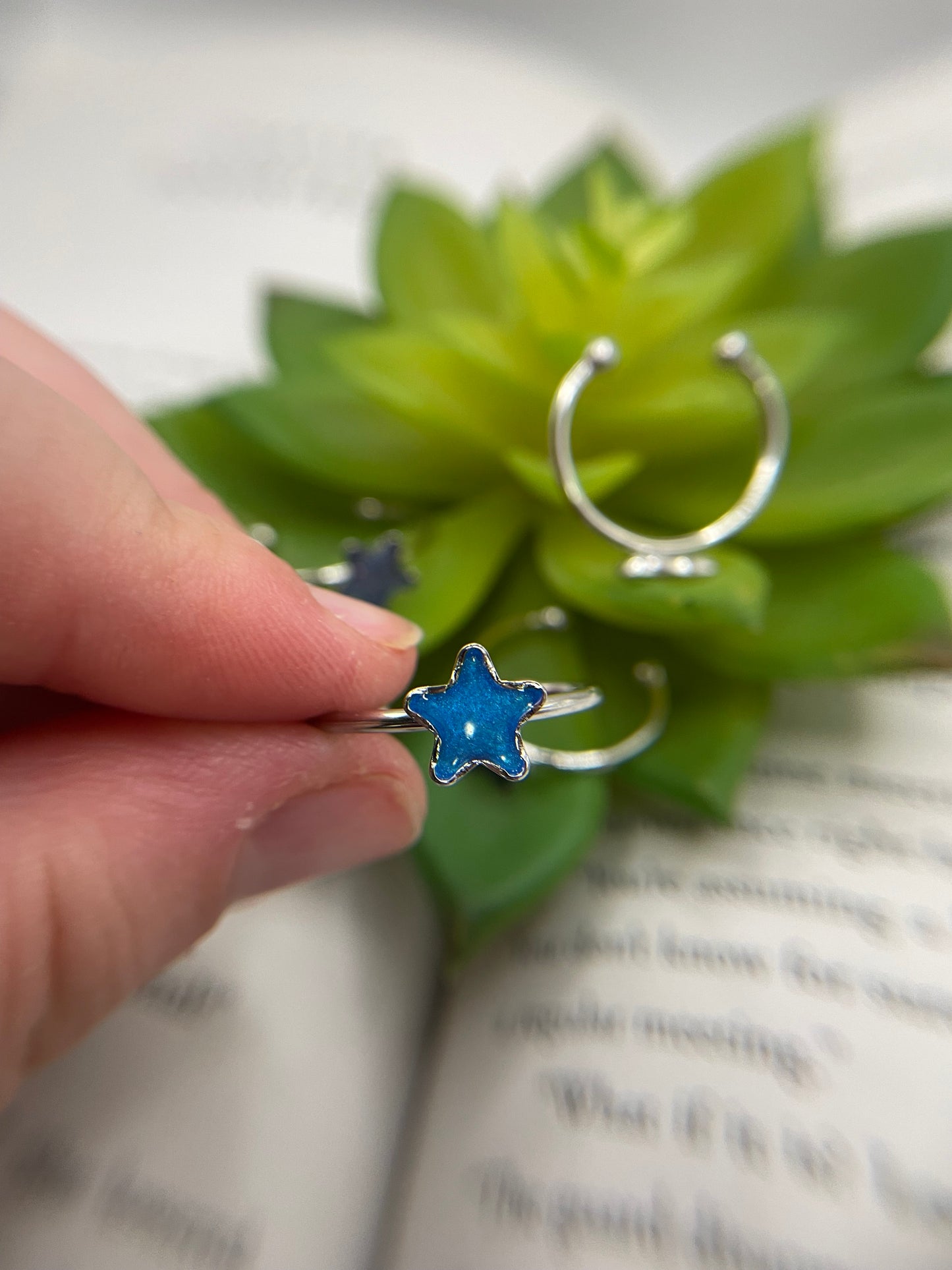 Adjustable Silver Star Stainless Steel Ring