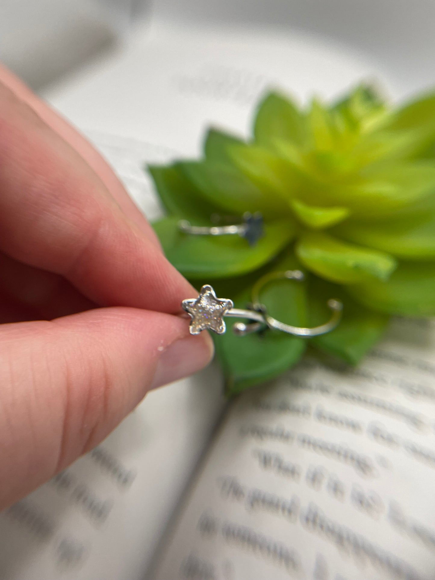 Adjustable Silver Star Stainless Steel Ring
