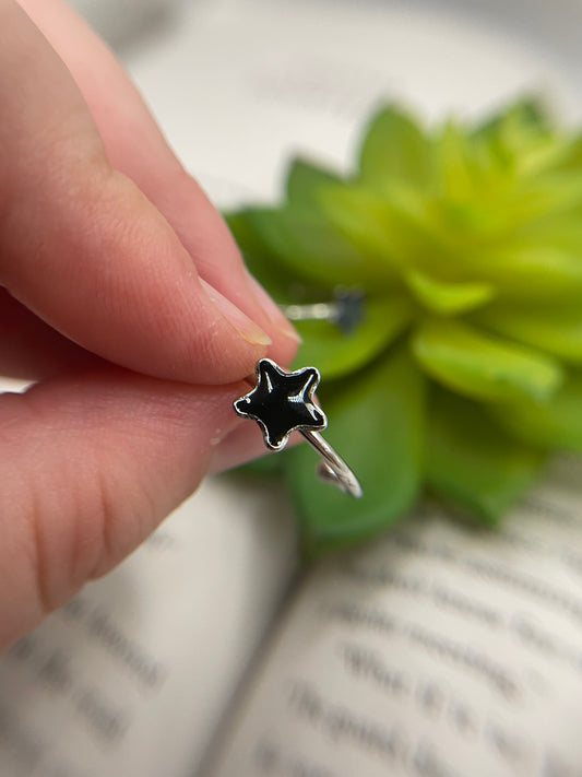 Adjustable Silver Star Stainless Steel Ring