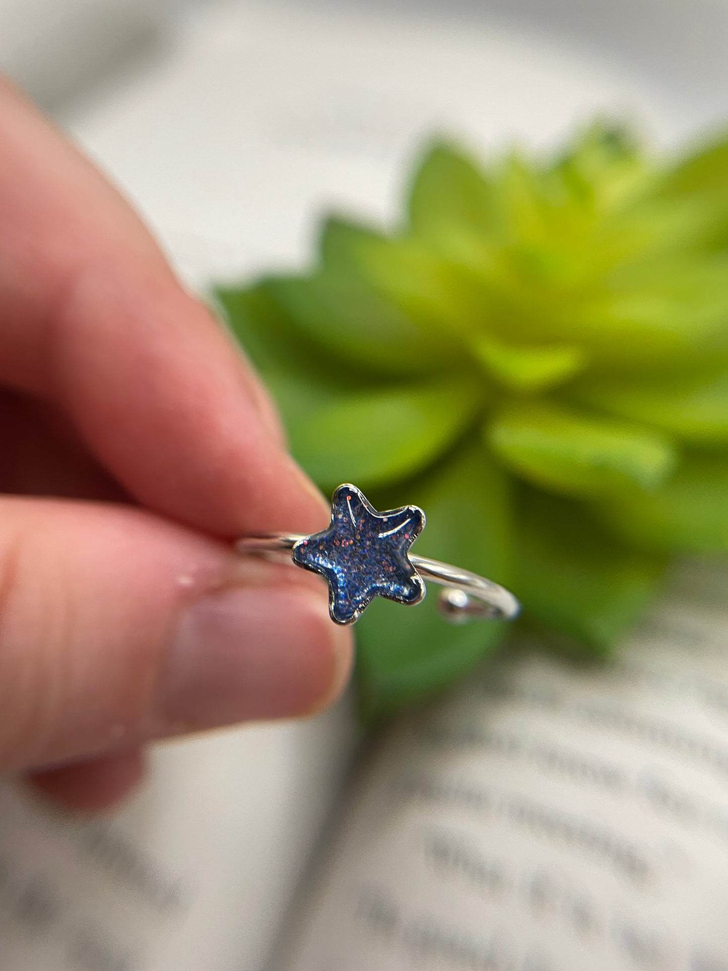 Adjustable Silver Star Stainless Steel Ring