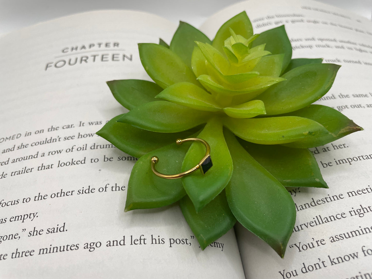 Adjustable Gold Square Stainless Steel Ring