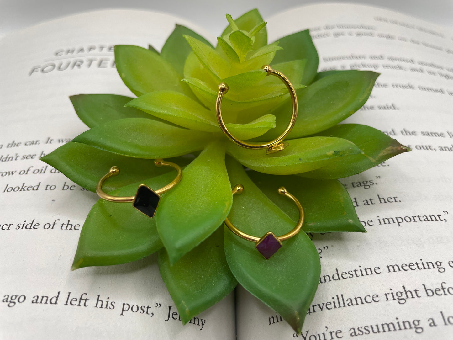 Adjustable Gold-Plated Stainless Steel Diamond Ring