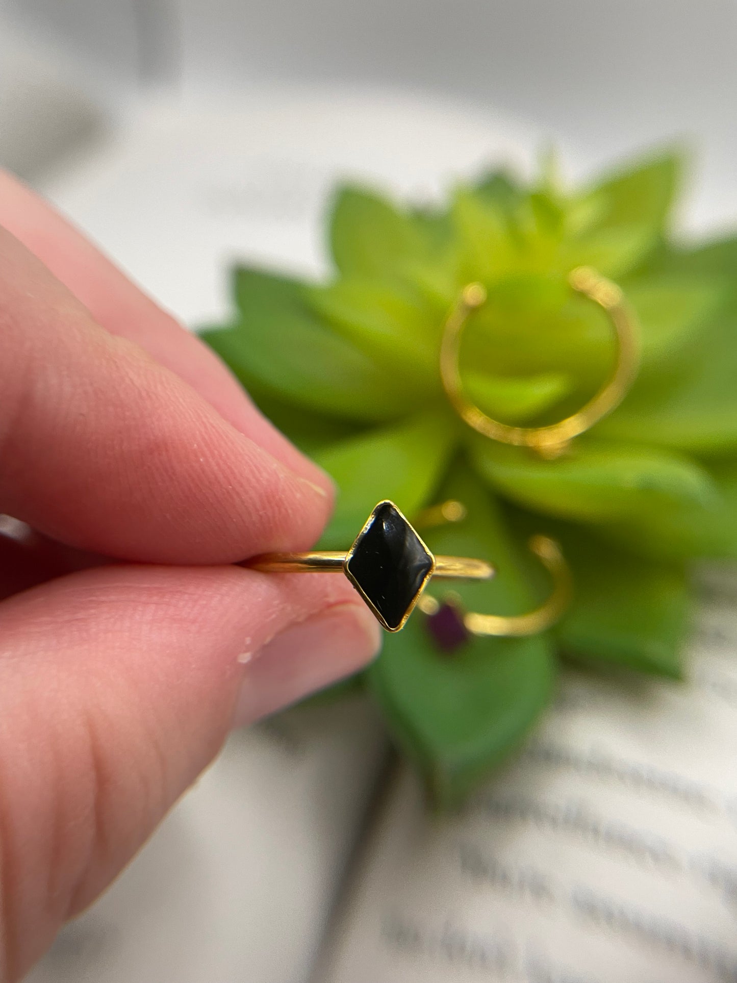Adjustable Gold-Plated Stainless Steel Diamond Ring