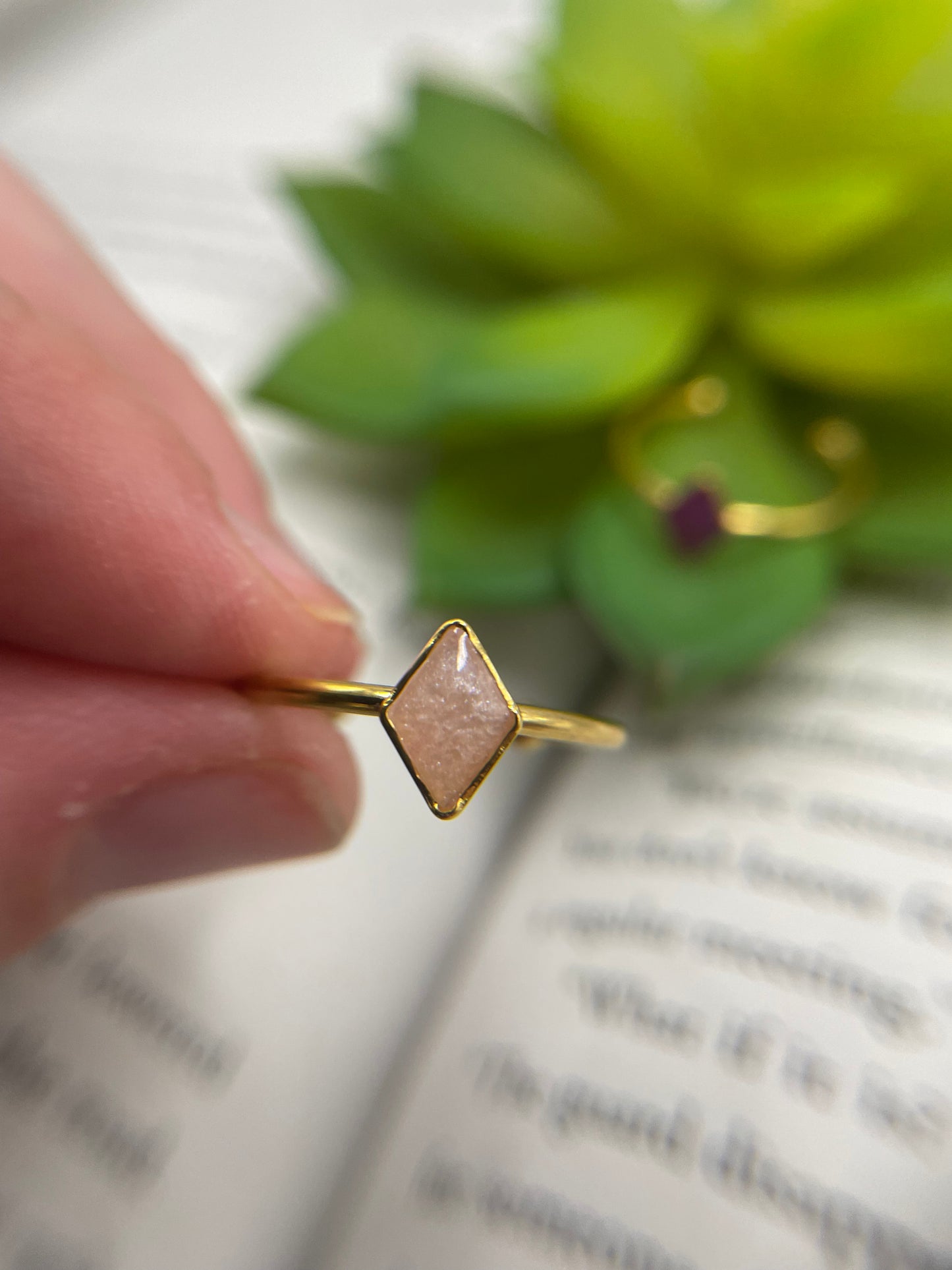 Adjustable Gold-Plated Stainless Steel Diamond Ring