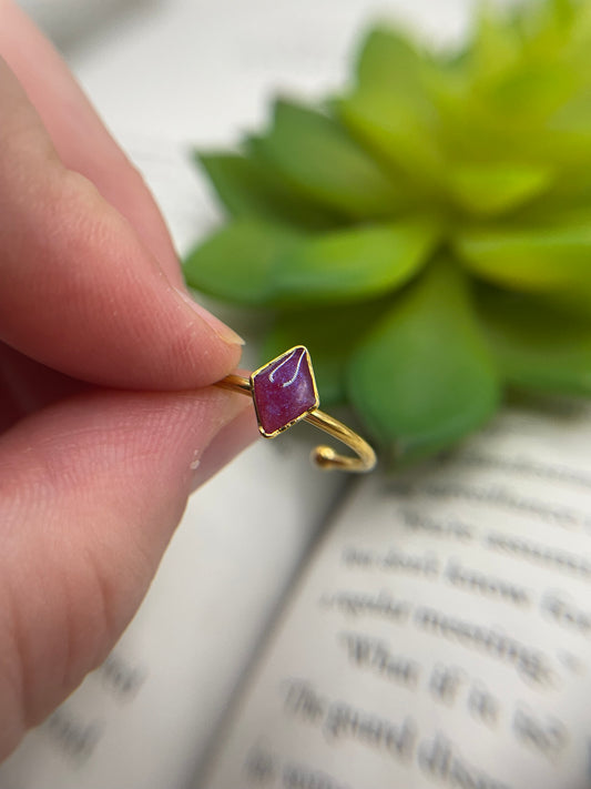 Adjustable Gold-Plated Stainless Steel Diamond Ring