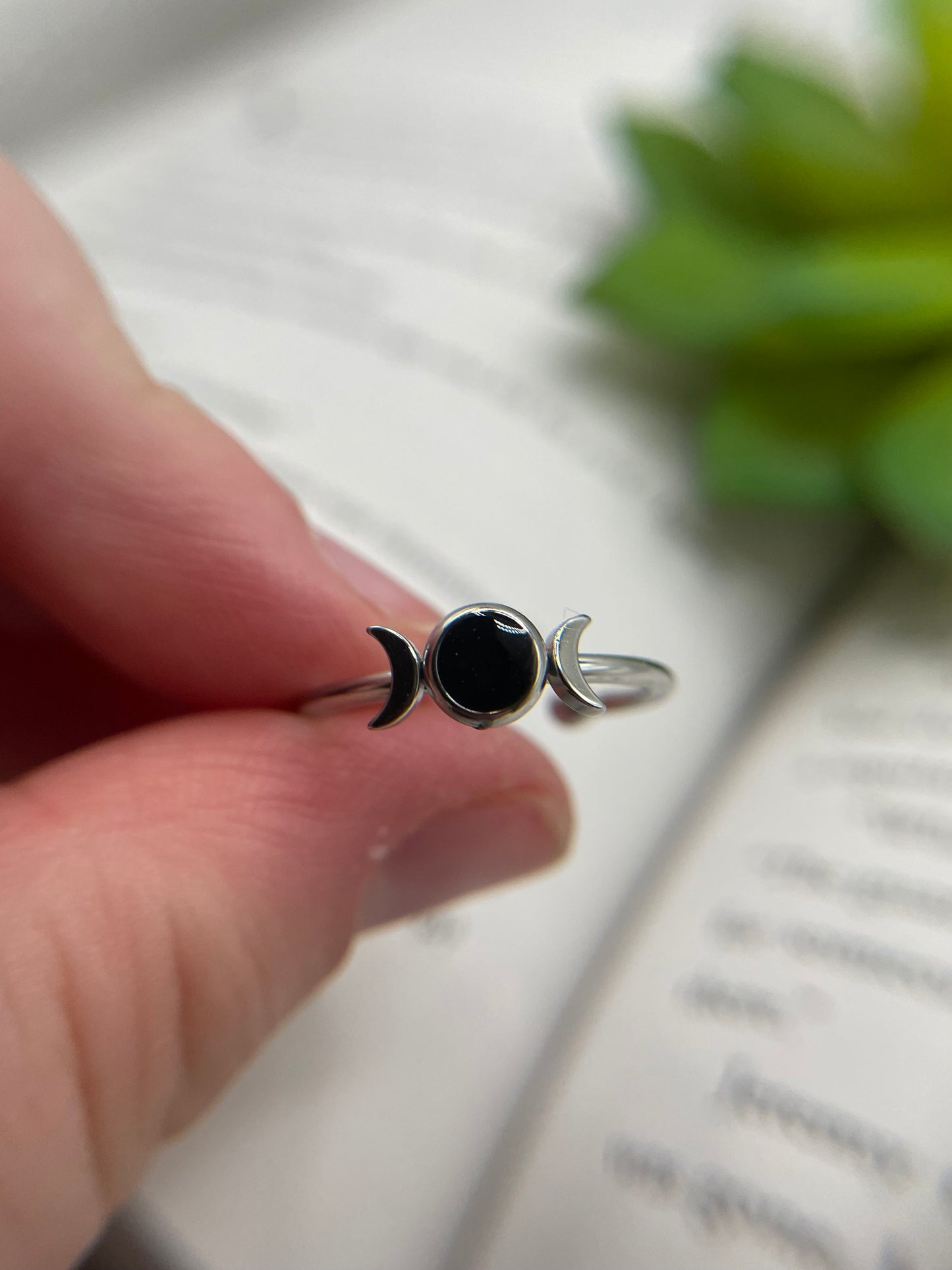 Adjustable Stainless Steel Moon Ring