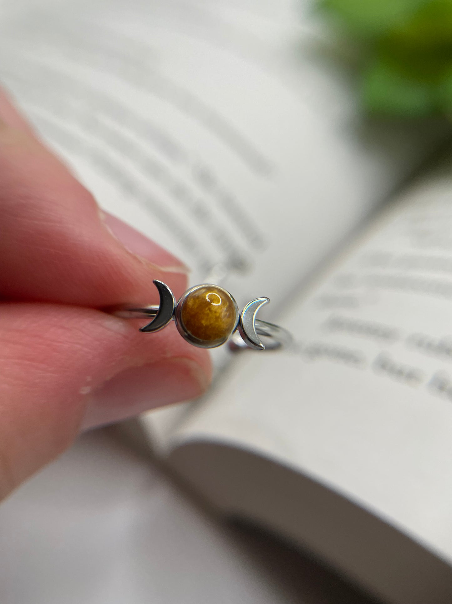 Adjustable Stainless Steel Moon Ring