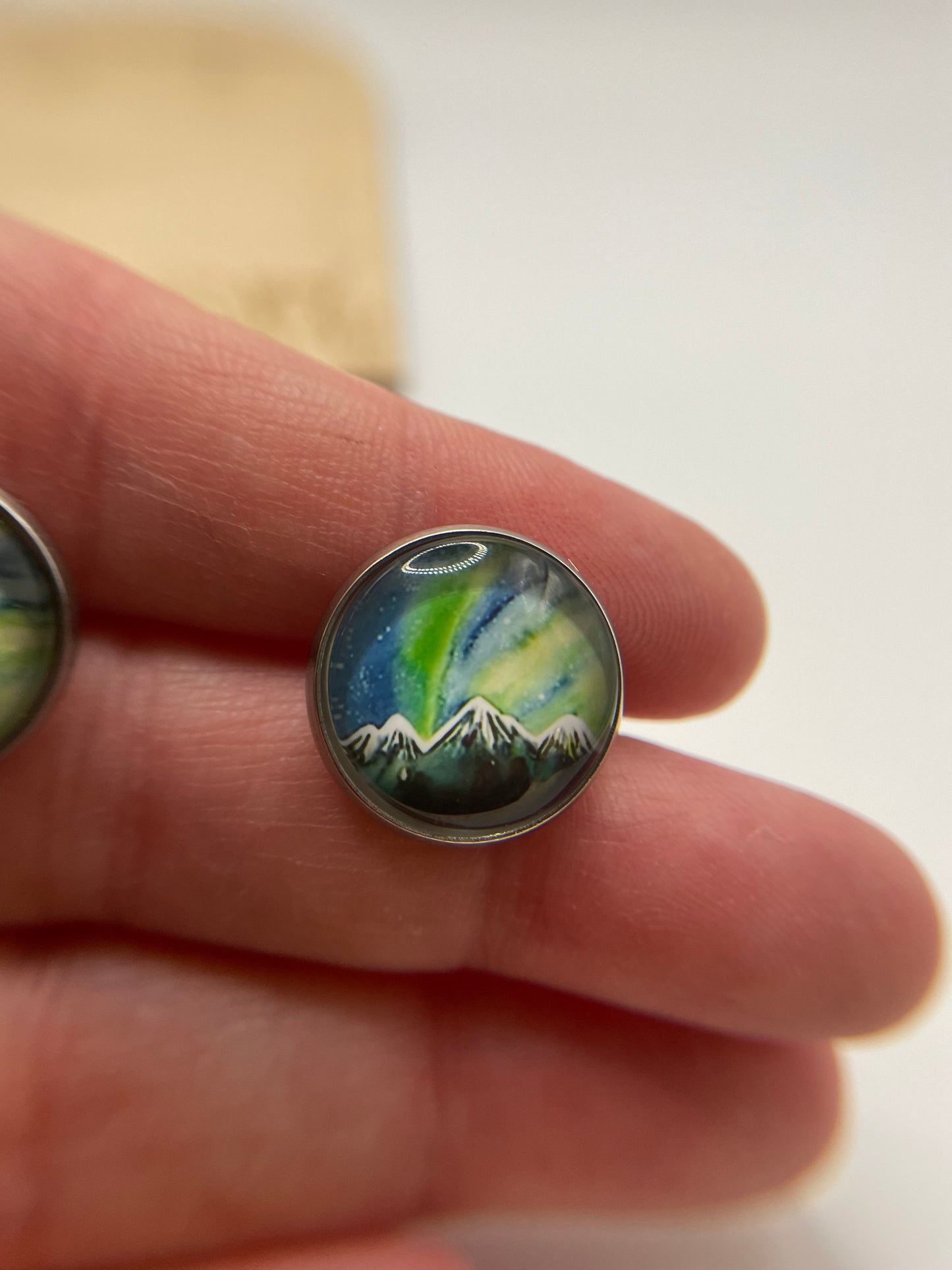 Boutons d’oreilles aurore boréale – Acier inoxydable+Sans Nickel